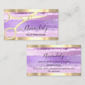 美容師スタイリストコイフールはさみ金ゴールド紫 名刺 (正面/裏面)