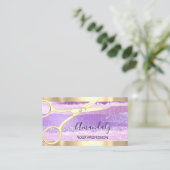 美容師スタイリストコイフールはさみ金ゴールド紫 名刺 (スタンド正面)