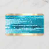 美容師スタイリストコイフールティール（緑がかった色）ストライプ金ゴールド 名刺 (裏面)