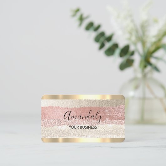 美容師スタイリストコイフールバラストライプ金ゴールド 名刺 (スタンド正面)