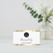 美容師スタイリストコイフール金ゴールドフレームQrロゴ 名刺 (スタンド正面)