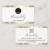 美容師スタイリストコイフール金ゴールドフレームQrロゴ 名刺 (正面/裏面)