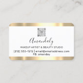 美容師スタイリストコイフール金ゴールドフレームQrロゴ 名刺 (裏面)