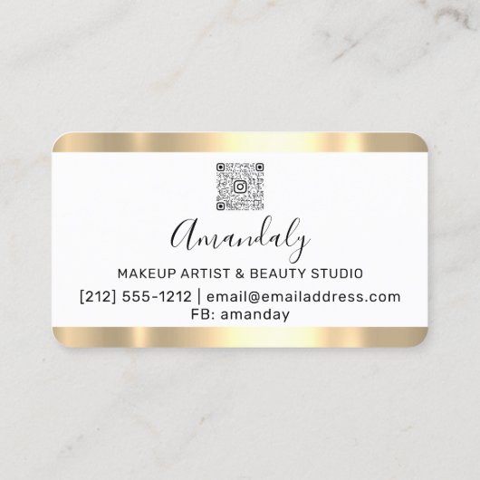 美容師スタイリストコイフール金ゴールドフレームQrロゴ 名刺 (裏面)
