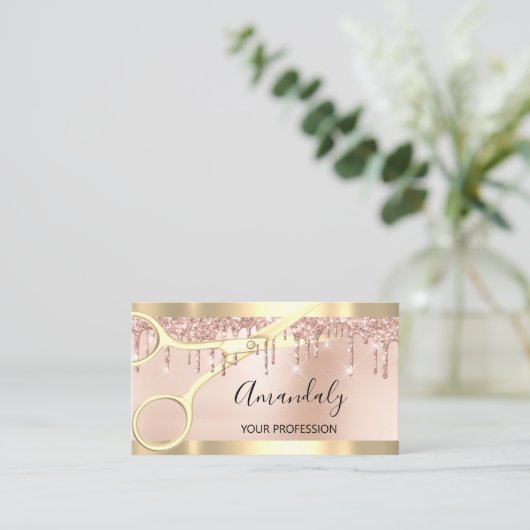 美容師スタイリストコイフール金ゴールド鋏フレーム 名刺