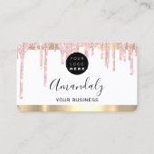 美容師スタイリストコイフール金ゴールドQrコードロゴ 名刺 (正面)