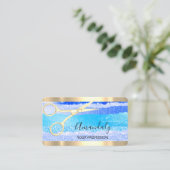 美容師スタイリストコイフール鋏金ゴールド海 名刺 (スタンド正面)