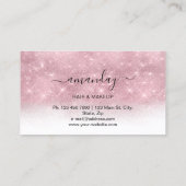 美容師スタイリストゴールデンシザーズピンクグリッター 名刺 (裏面)