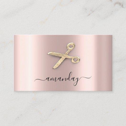 美容師スタイリストゴールデンハサミバラ赤面 名刺 (正面)