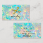 美容師スタイリスト金ゴールドはさみホログラフOpal 名刺 (正面/裏面)