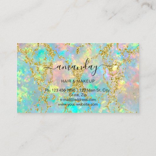 美容師スタイリスト金ゴールドはさみ自筆筆跡グリット 名刺 (裏面)