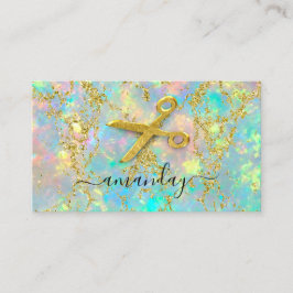 美容師スタイリスト金ゴールドはさみ自筆筆跡グリット 名刺