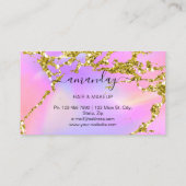 美容師スタイリスト金ゴールドはさみ自筆紫色 名刺 (裏面)