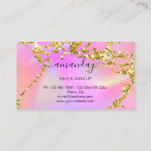 美容師スタイリスト金ゴールドチョークピンク 名刺 (裏面)