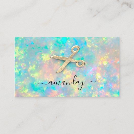 美容師スタイリスト黄金はさみ自筆証書 名刺 (正面)