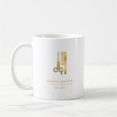 美容師スタイリッシュゴールドシザーズコーム コーヒーマグカップ (左)