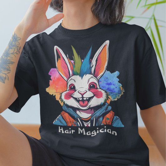 美容師スタイリッシュ向けウサギ美容師 Tシャツ