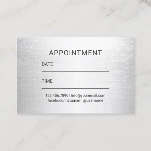 美容師スタイリッシュ銀3Dタイポグラフィサロン 予約カード (裏面)