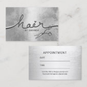 美容師スタイリッシュ銀3Dタイポグラフィサロン 予約カード (正面/裏面)