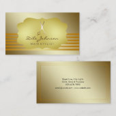 美容師ストライプの金ゴールドグリッターサロン 名刺 (正面/裏面)