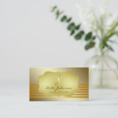 美容師ストライプの金ゴールドグリッターサロン 名刺 (スタンド正面)