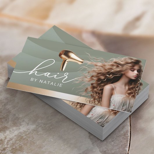 美容師セージグリーン美しいガールヘアサロン 名刺