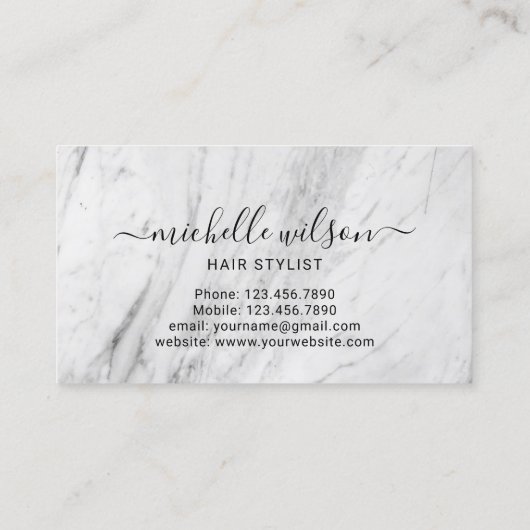 美容師タイポグラフィトレンディーマーブル美しいサロン 名刺 (裏面)