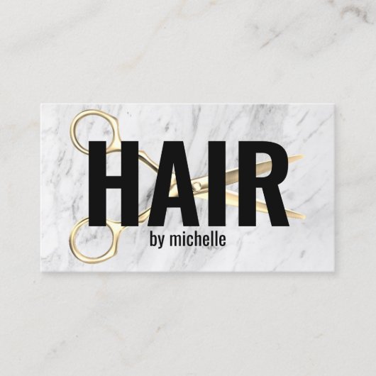 美容師タイポグラフィトレンディーマーブル美しいサロン 名刺 (正面)