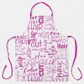 美容師タイポグラフィピンクと白モダン エプロン (正面)