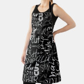 美容師タイポグラフィ白黒モダン エプロン (インサイチュ)