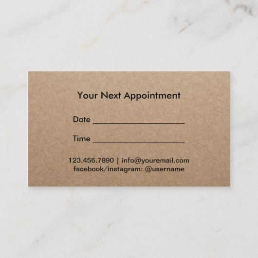 美容師タイポグラフィ素朴クラフトアポイントメント 予約カード (裏面)