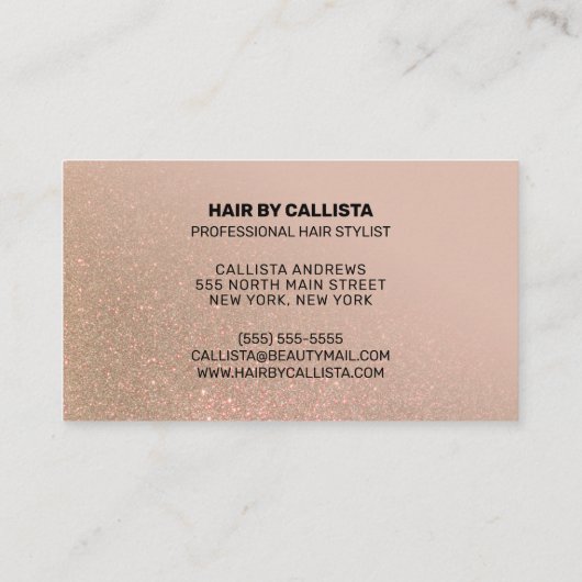 美容師タウペ金ゴールドグリッタータイポグラフィ 名刺 (裏面)