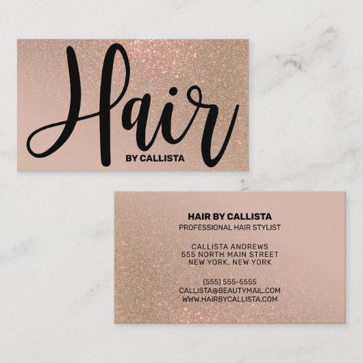 美容師タウペ金ゴールドグリッタータイポグラフィ 名刺 (正面/裏面)