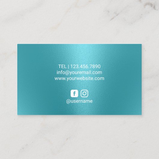 美容師ターコイズグリッター駆動美しいサロン 名刺 (裏面)