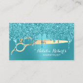 美容師ターコイズグリッター駆動美しいサロン 名刺 (正面)
