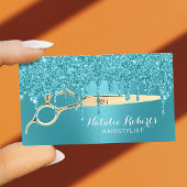 美容師ターコイズグリッター駆動美しいサロン 名刺
