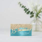 美容師ターコイズ金ゴールド駆動美しいサロン 名刺 (スタンド正面)