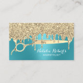 美容師ターコイズ金ゴールド駆動美しいサロン 名刺 (正面)