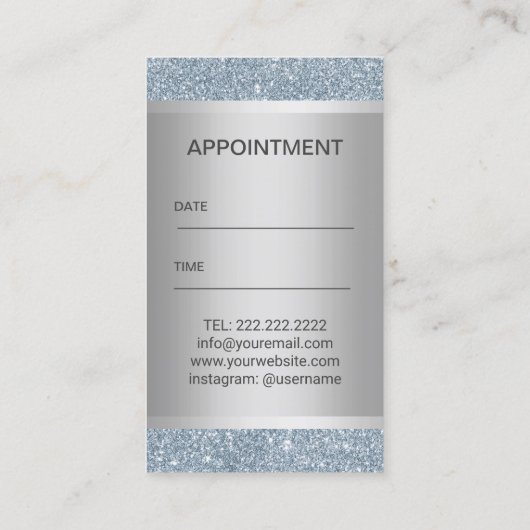 美容師ダスティブルーシルバーグリッターアポイントメント 予約カード (裏面)