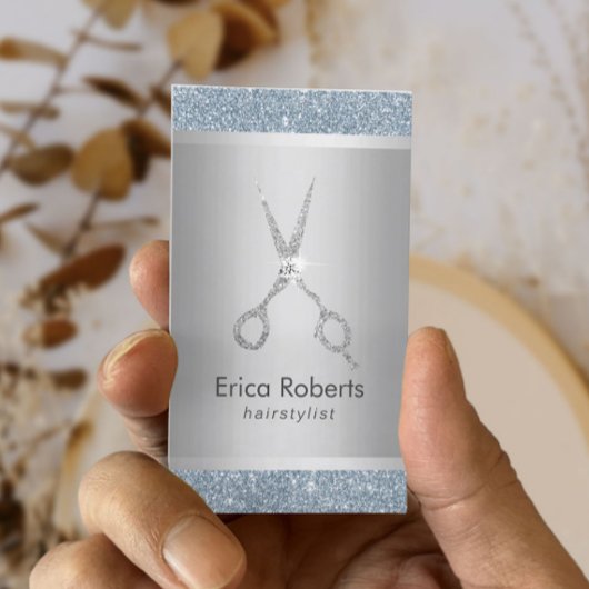 美容師ダスティブルーシルバーグリッターアポイントメント 予約カード