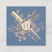 美容師ダスティブルー&ピンクボタニックサロン スクエア名刺 (正面)