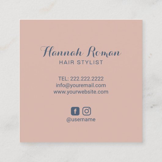 美容師ダスティブルー&ピンクボタニックサロン スクエア名刺 (裏面)