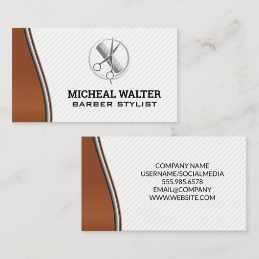 美容師ツールと美しいロゴ 名刺 (正面/裏面)