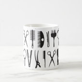 美容師ツールのパターンのコーヒーマグ コーヒーマグカップ (中央)