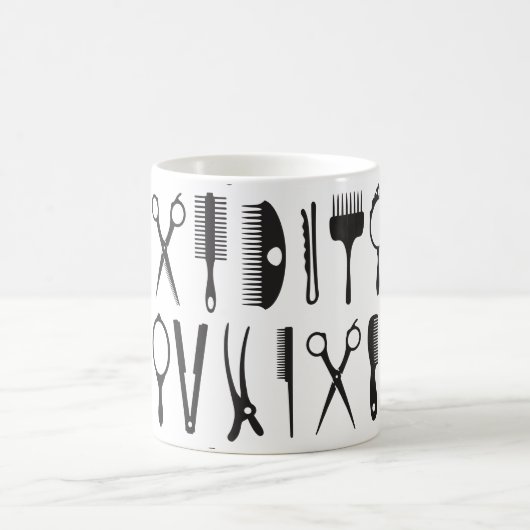 美容師ツールのパターンのコーヒーマグ コーヒーマグカップ (中央)