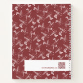 美容師ツールパターンバーガンディーピンクホワイト ノートブック (裏面)