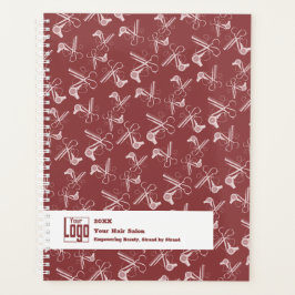 美容師ツールパターンバーガンディーピンクホワイト プランナー手帳