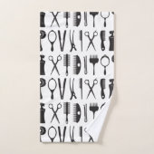 美容師ツールパターン バスタオルセット (ハンドタオル)