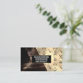 美容師ツールパターン | 流れる女性の髪 名刺 (スタンド正面)