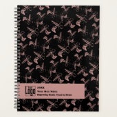 美容師ツール模様ブラックピンク プランナー手帳 (正面)